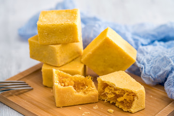 A few pieces of delicious Chinese pineapple cake in a tray