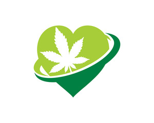 Heart And Cannabis Leaf Logo Design Template 002.cdr