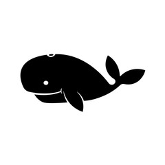 Whale simple silhouette icon. Clipart image isolated on white background