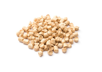 A bunch of filler for hamsters on a white background, isolate