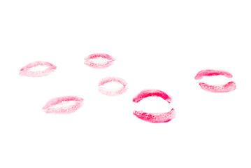 Woman kiss isolated on white background.
