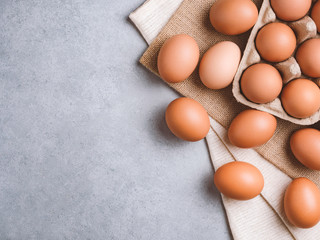 Organic chicken eggs food ingredients concept