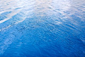 Water waves surface background. Aqua background texture. Abstract water ripples selective focus. Design element for banner and artwork