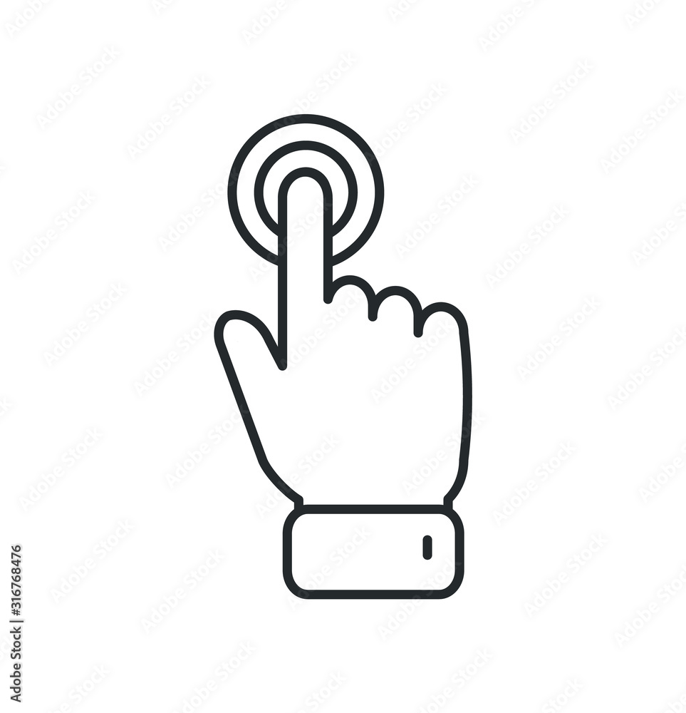 Poster hand cursor line icon. vector click.