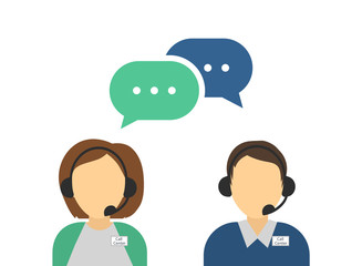 Male and female call center avatars. Costumer support service. Vector