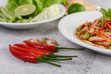 Papaya salad is a traditional Thai food