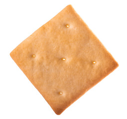 Cream cracker on white isolated background.