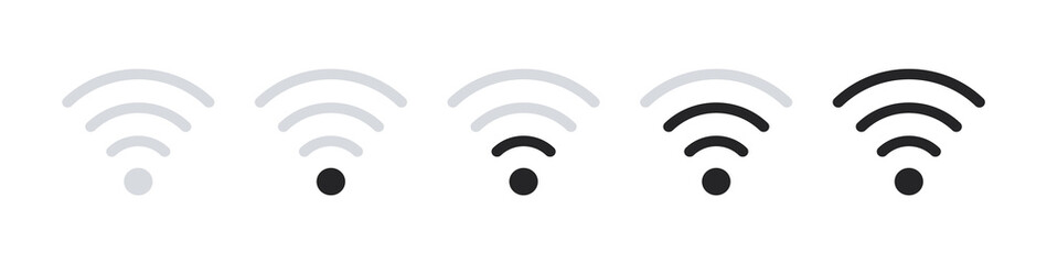 Wifi signal strength. Set of wi-fi icons. Vector