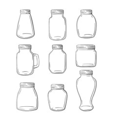 Set of hand-drawn mason jars. Vector set jars. - 316769634