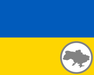 Fahne und Landkarte der Urkaine