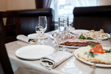 Served table at the restaurant.