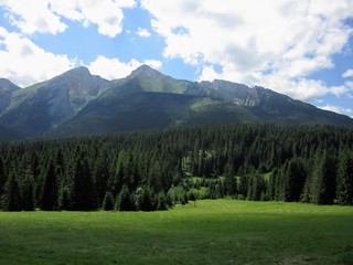 Fototapeta na wymiar Mountain landscape. Polish High Tatra mountains panorama seen from the Slovak side