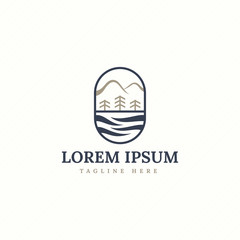 Nature landscpae logo design vector