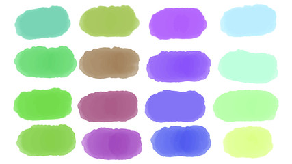 Colorful pastel watercolor splash set for your design, vector.
