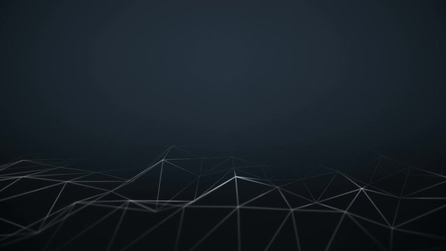 Looping Blue Abstract Slow High Tech Blue Background With 3D Polygon Landscape And Space For Copy
