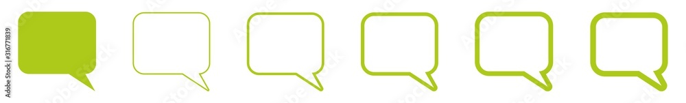 Canvas Prints speech bubble balloon icon green | blank rectangle rounded bubbles | communication symbol | message 