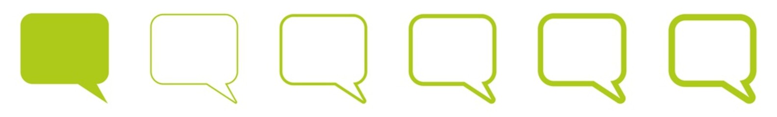 Speech Bubble Balloon Icon green | Blank Rectangle Rounded Bubbles | Communication Symbol | Message Logo | Cartoon Sign | Isolated | Variations