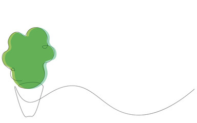 Green flower in pot on table vector illustration