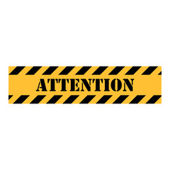 Attention sign in yellow line frame isolated on white background. Warning icon for poster or signboard.