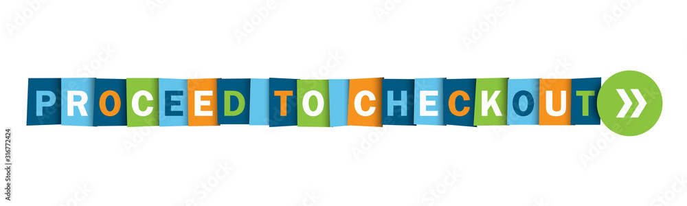 Poster proceed to checkout colorful vector typographic web button with arrows