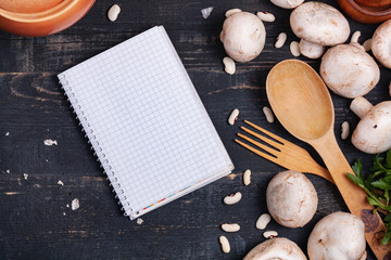 notepad for writing, vegetarian recipes