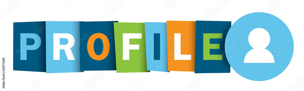 Aufkleber profile colorful vector typographic web button with user symbol