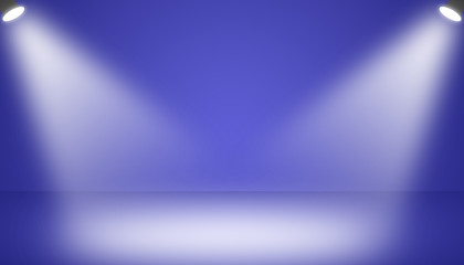 Empty room studio gradient blue with spotlight used for background and display your product.