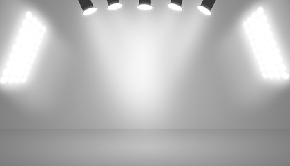 Naklejka premium Gray empty room studio gradient with spotlight used for background and display your product.