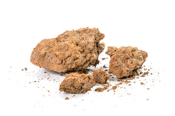 Lump of soil for planting isolated on white