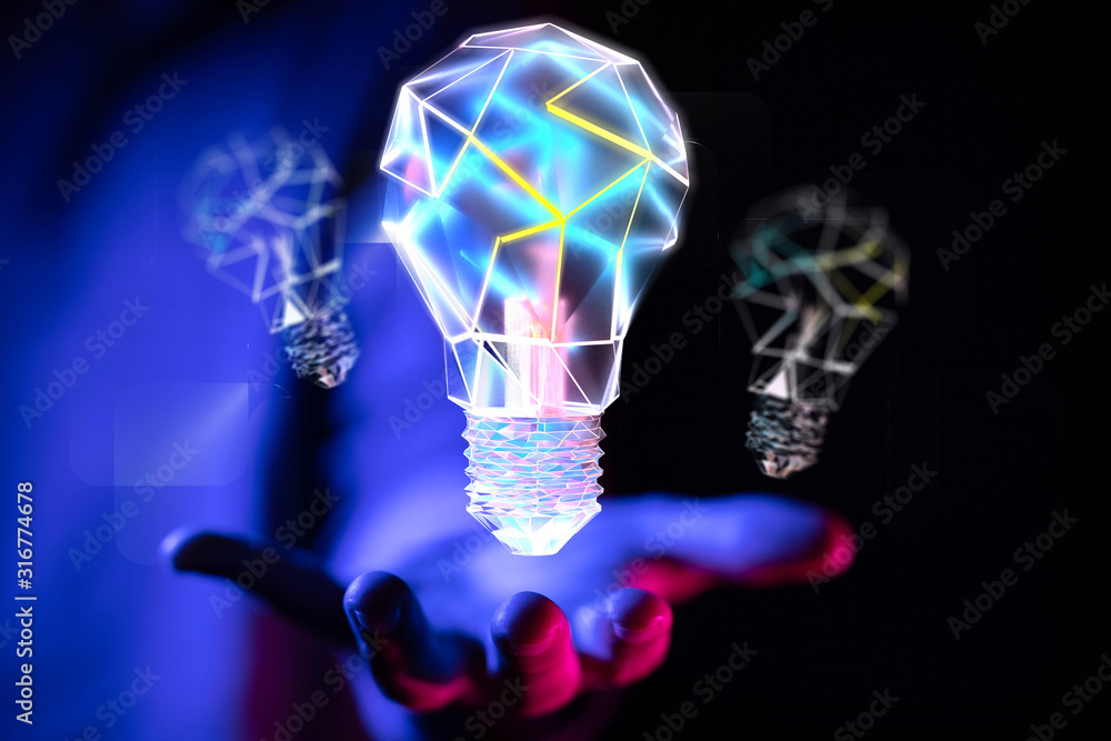 Wall mural idea concept digital lamp bulb