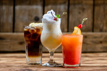 alcoholic cocktails, rum cola drinks, pina colada and beach sex