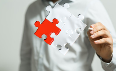 puzzle hand solution concept business.