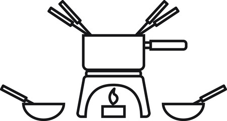 Melting fondue pot icon