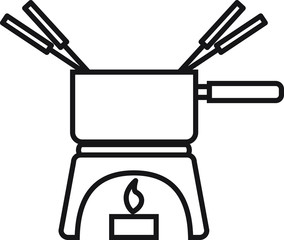 Melting fondue pot icon