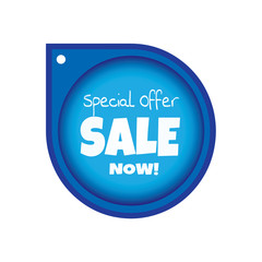 Circle blue color sale tag. vector illustration.