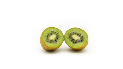 Kiwi cut in half on a white background. Isolated