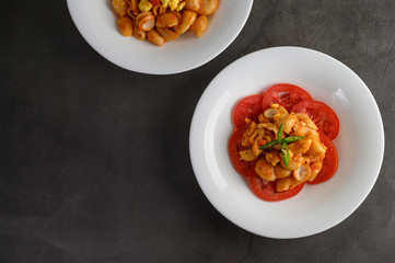 pipe rigate italian pasta with tomato sauce
