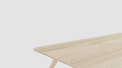 Perspective minimal table on white background 3D rendering 