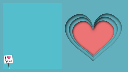 Hearts in the frame of pink love, with space to put text on the left