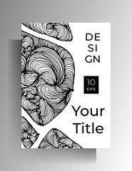 Cover design. Black and white illustration with hand-drawn graphic elements. A4 format. EPS 10 vector