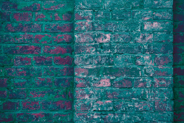 Empty background of old brick wall, background, neon light
