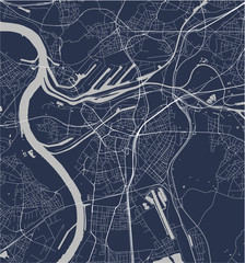 map of the city of Duisburg, Germany