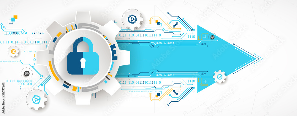 Poster protection background. technology security, encode and decrypt.