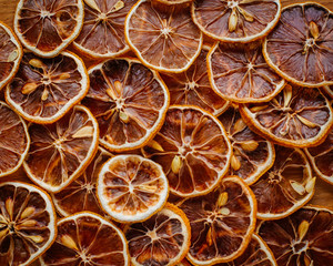 Background of dried lemon slices