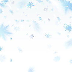 Fototapeta na wymiar Snowflakes falling flying on light background.