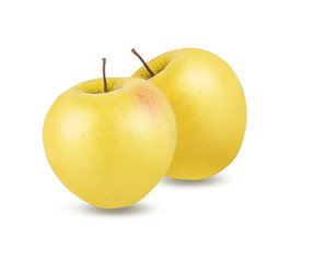 Yellow apples isolated on white background with clipping path