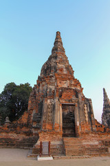 Ancient old temple in ayutthaya historical park area at thailand