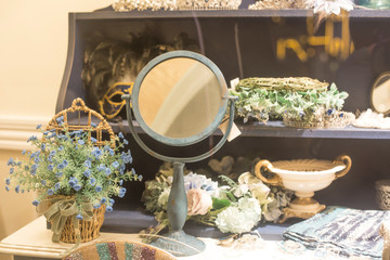 Beautiful a vintage mirror with flowers decor