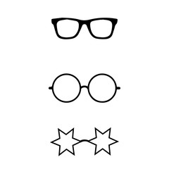 Spectacles line icon set with rock star glasses and spectacles
