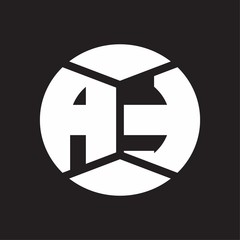 AT Logo monogram with piece circle ribbon style on black background